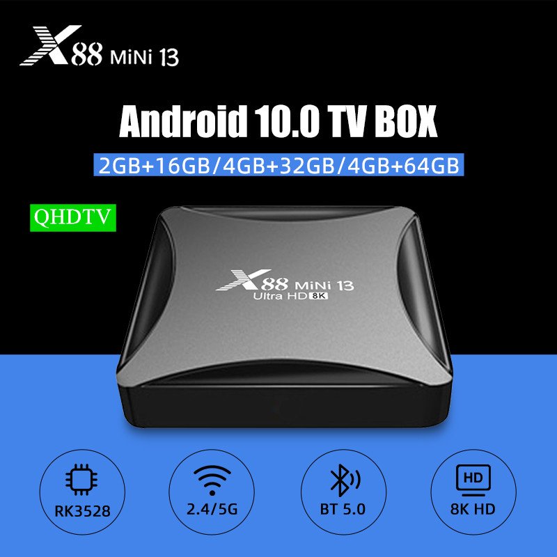 New Leadcool QHD Android X88 Mini 13 Smart TV Set Top Box RK3528 Quad Core 2G 4G RAM UHD 8K Image