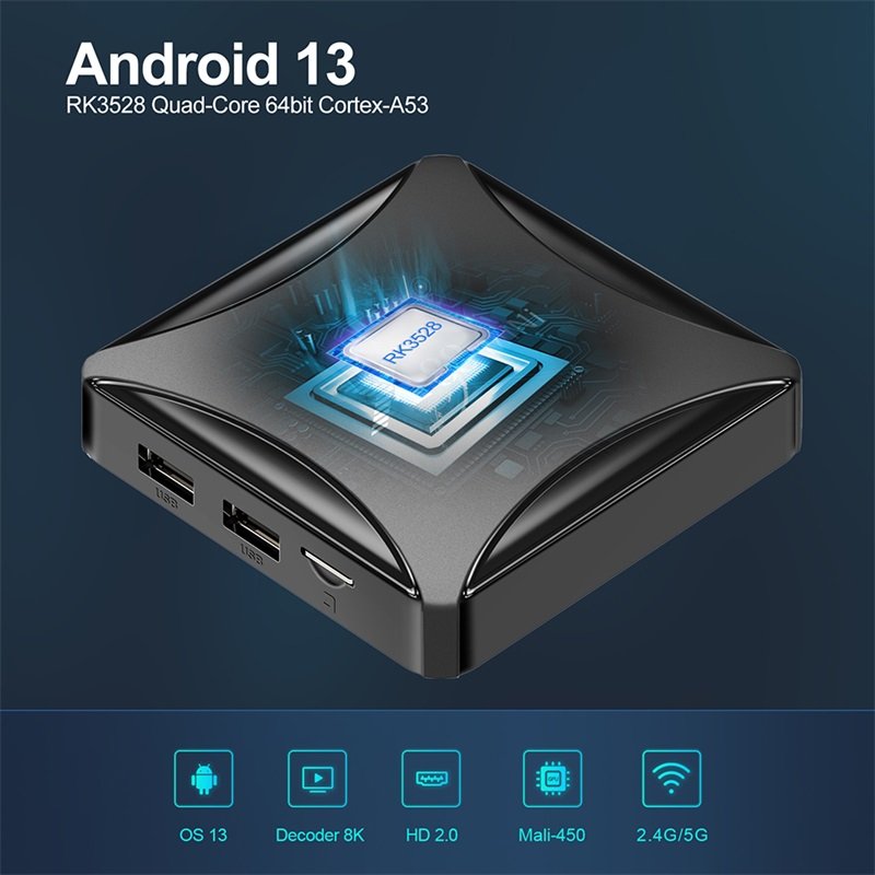 New Leadcool QHD Android X88 Mini 13 Smart TV Set Top Box RK3528 Quad Core 2G 4G RAM UHD 8K Image