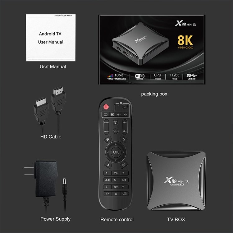 New Leadcool QHD Android X88 Mini 13 Smart TV Set Top Box RK3528 Quad Core 2G 4G RAM UHD 8K Image