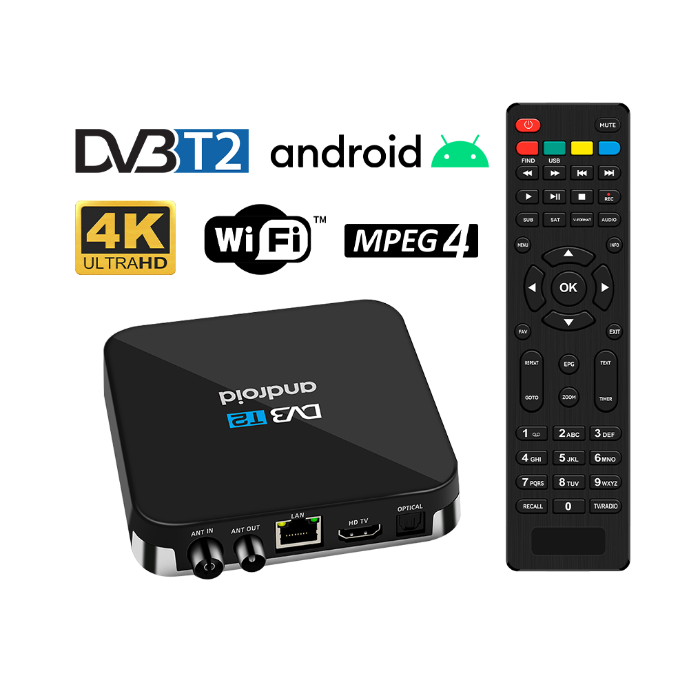 Custom OEM High Quality 4K Smart Tv box android dvbt2 updated hybrid Box set-top tv box