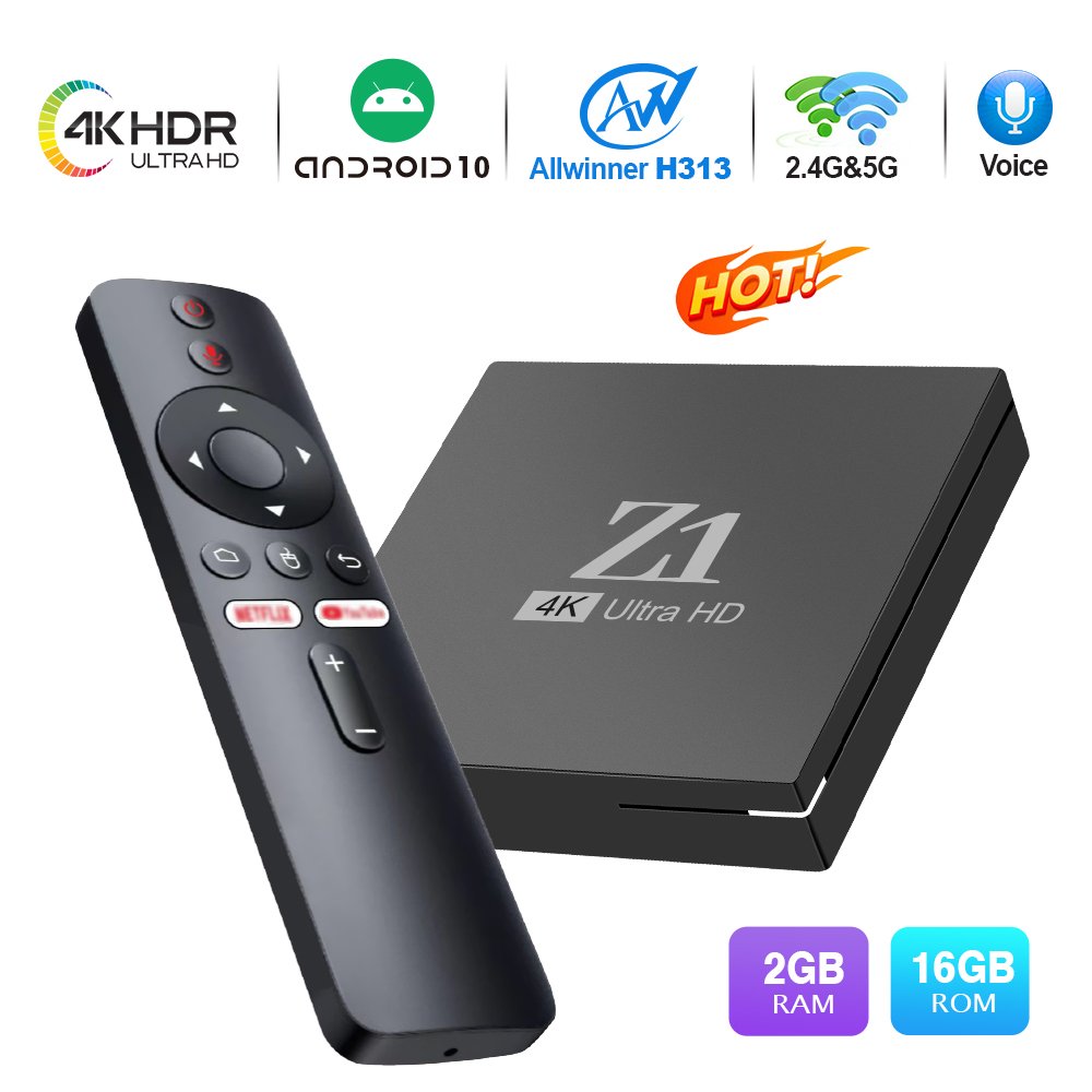 2024 Best Smart Tv Box Z1 Android10 Dual Wifi2.4g/5g Set Top Box Allwinner H313 Media Player hot selling android tv box