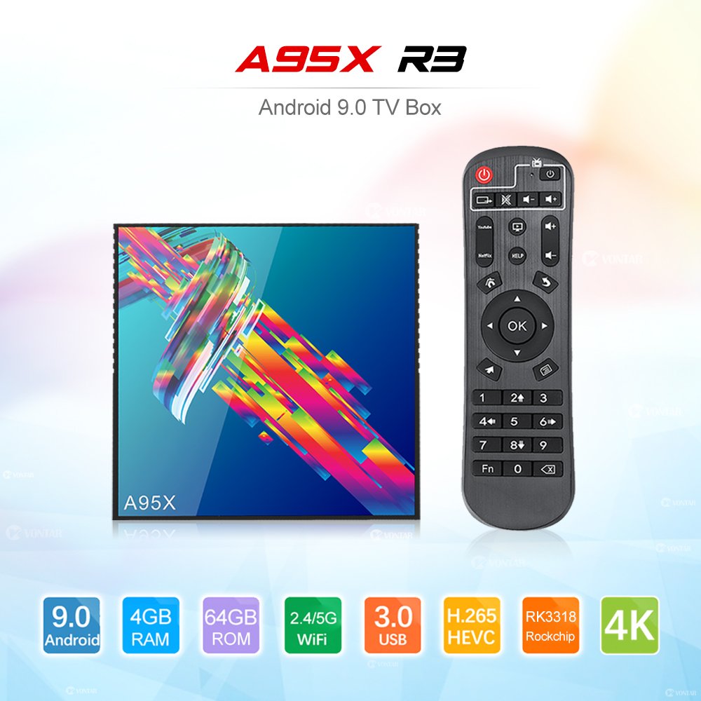 A95X R3 Android 9.0 Smart TV Box 4GB RAM 32/64GB ROM Rockchip RK3318 2.4G/5.0G WiFi BT4.0 4K HD Media Player Set Top Box