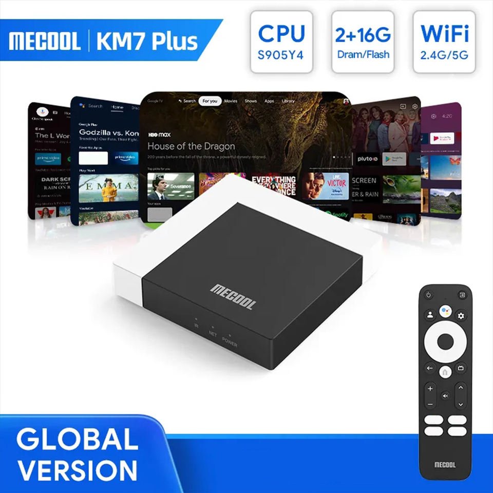 Amlogic S905Y4 Mecool Km7 Plus Smart Tv Box Kd Player 2.4g 5g WIFI Set Top Box 4k Quad Core Android 11.0 GTV Goo*gle TV System