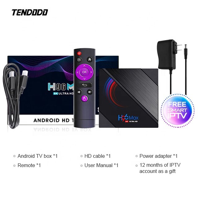 Wholesale H96max Quad Core H616 Android Set Top Box Dual WiFi Smart Streaming Device 6k Android TV BOX with 12 months free code
