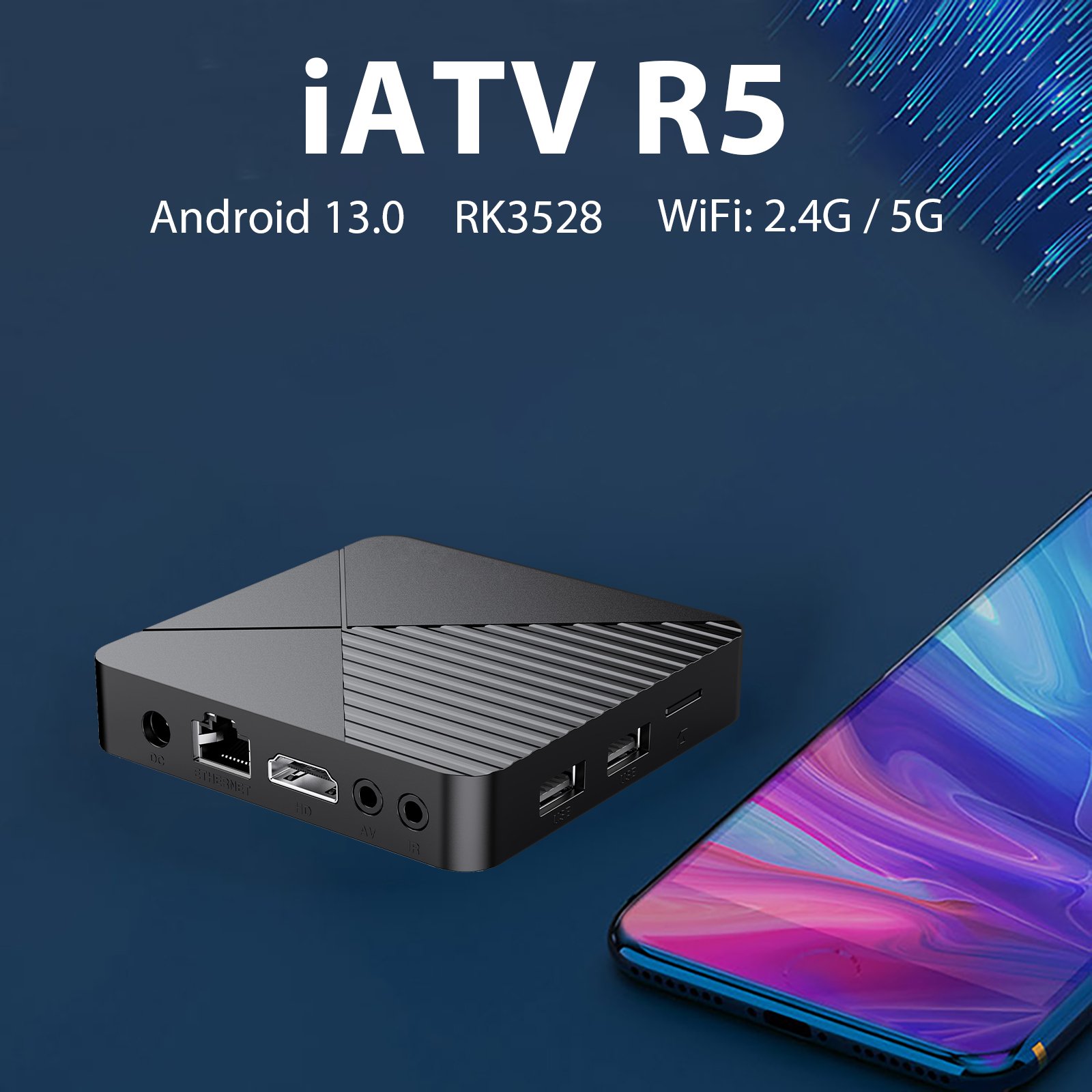 Iatv R5 RK3528 Quad-core Android 13.0 Smart Tv Box 8K Media Player Streaming Wifi6 BT5.0 Voice Remote Control Set-top Box FREE