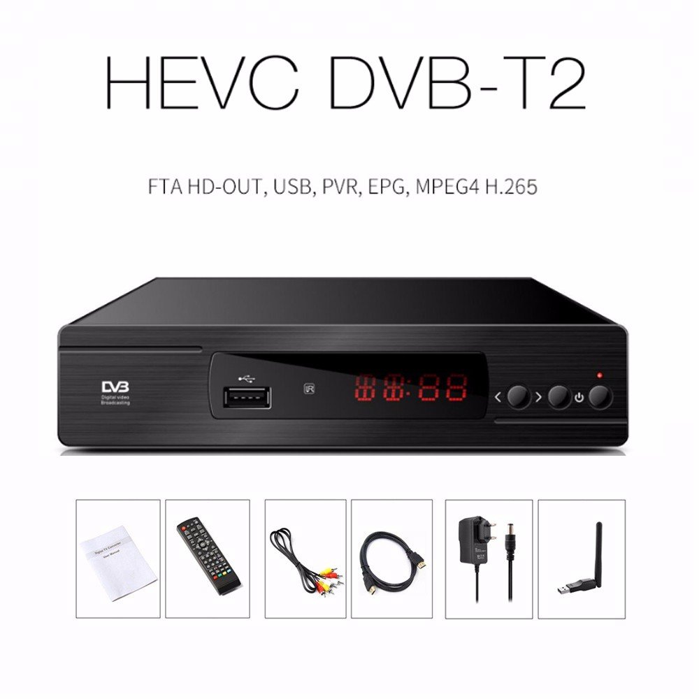 2024 Poland, Italy, France,Spain dongle Digital HEVC H.264/265 Decoder DVB-T2 sintonizador de TV Decodificador TDT Full HD
