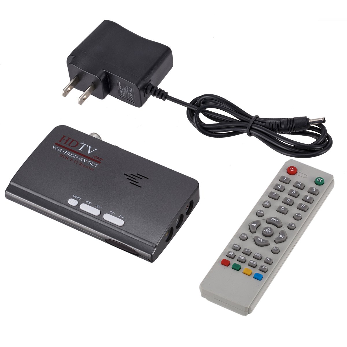 portable DVB-T/DVB-T2 TV Set-top Box digital Terrestrial HDTV 1080P Tuner Receiver VGA/AV for LCD/CRT PC Monitor