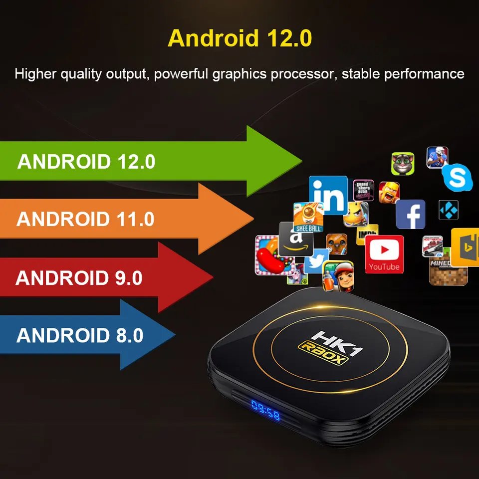 Android 12 HK1 RBOX TV BOX 4GB RAM 32/64GB ROM Allwinner H618 Dual Wifi 2.4G/5G BT 4.0 LAN 100M Ethernet 3D 6K Set Top BOX