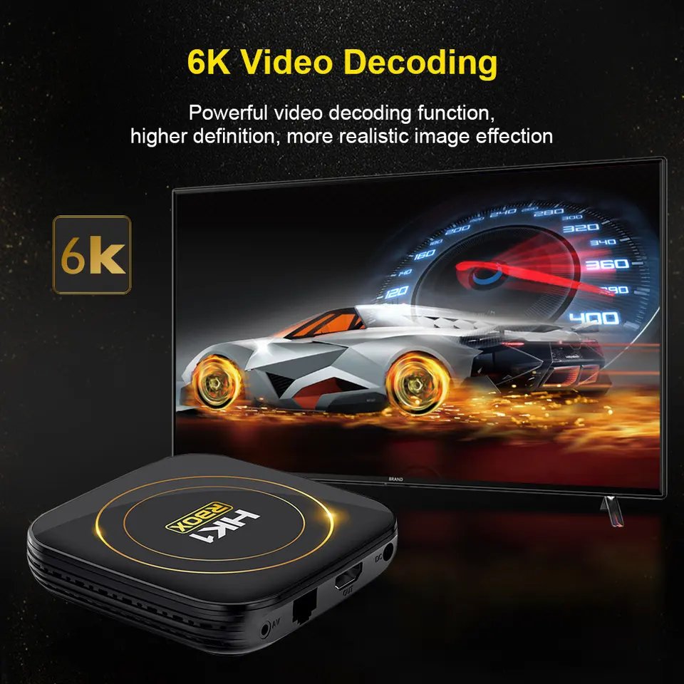 Android 12 HK1 RBOX TV BOX 4GB RAM 32/64GB ROM Allwinner H618 Dual Wifi 2.4G/5G BT 4.0 LAN 100M Ethernet 3D 6K Set Top BOX