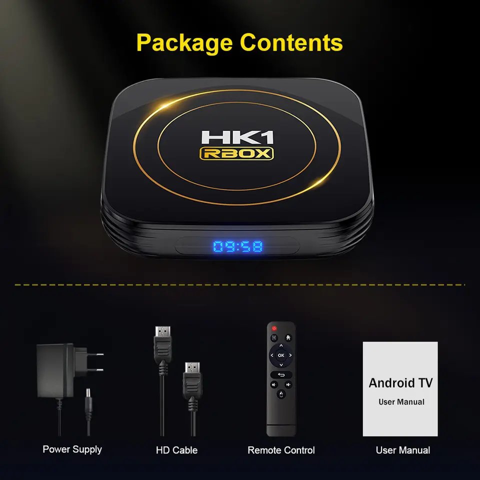 Android 12 HK1 RBOX TV BOX 4GB RAM 32/64GB ROM Allwinner H618 Dual Wifi 2.4G/5G BT 4.0 LAN 100M Ethernet 3D 6K Set Top BOX