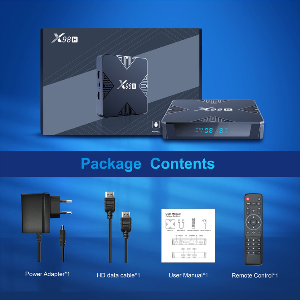 2024 New Model X98H TV Box Android 12.0 Allwinner H618 WiFi6 4GB 32GB 4K Smart Set Top Box X98H
