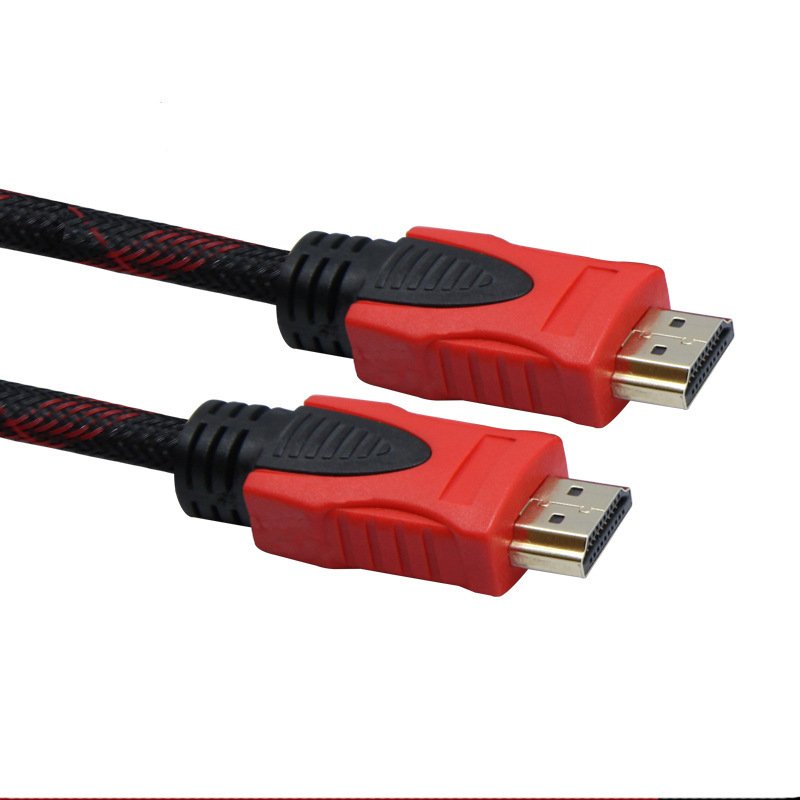 Red and black mesh double ring with braided mesh computer TV set-top box cable HDMI HD cable