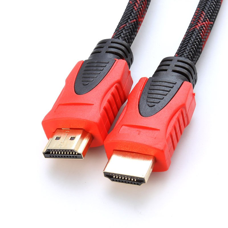 Red and black mesh double ring with braided mesh computer TV set-top box cable HDMI HD cable