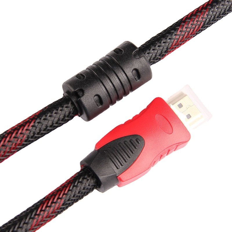Red and black mesh double ring with braided mesh computer TV set-top box cable HDMI HD cable