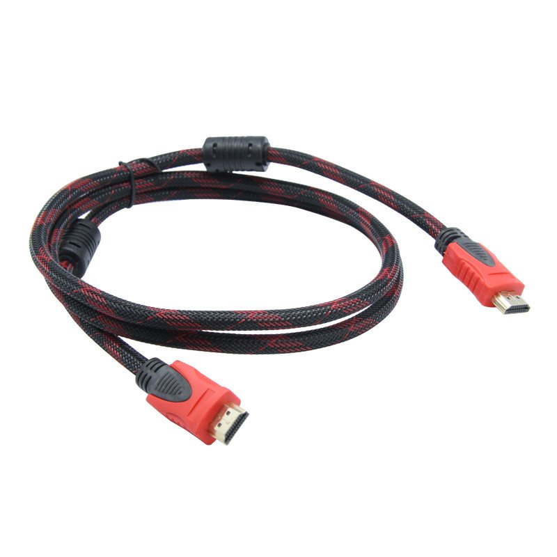 Red and black mesh double ring with braided mesh computer TV set-top box cable HDMI HD cable