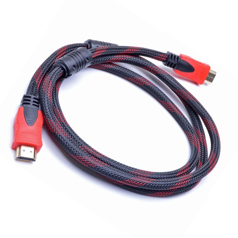 Red and black mesh double ring with braided mesh computer TV set-top box cable HDMI HD cable