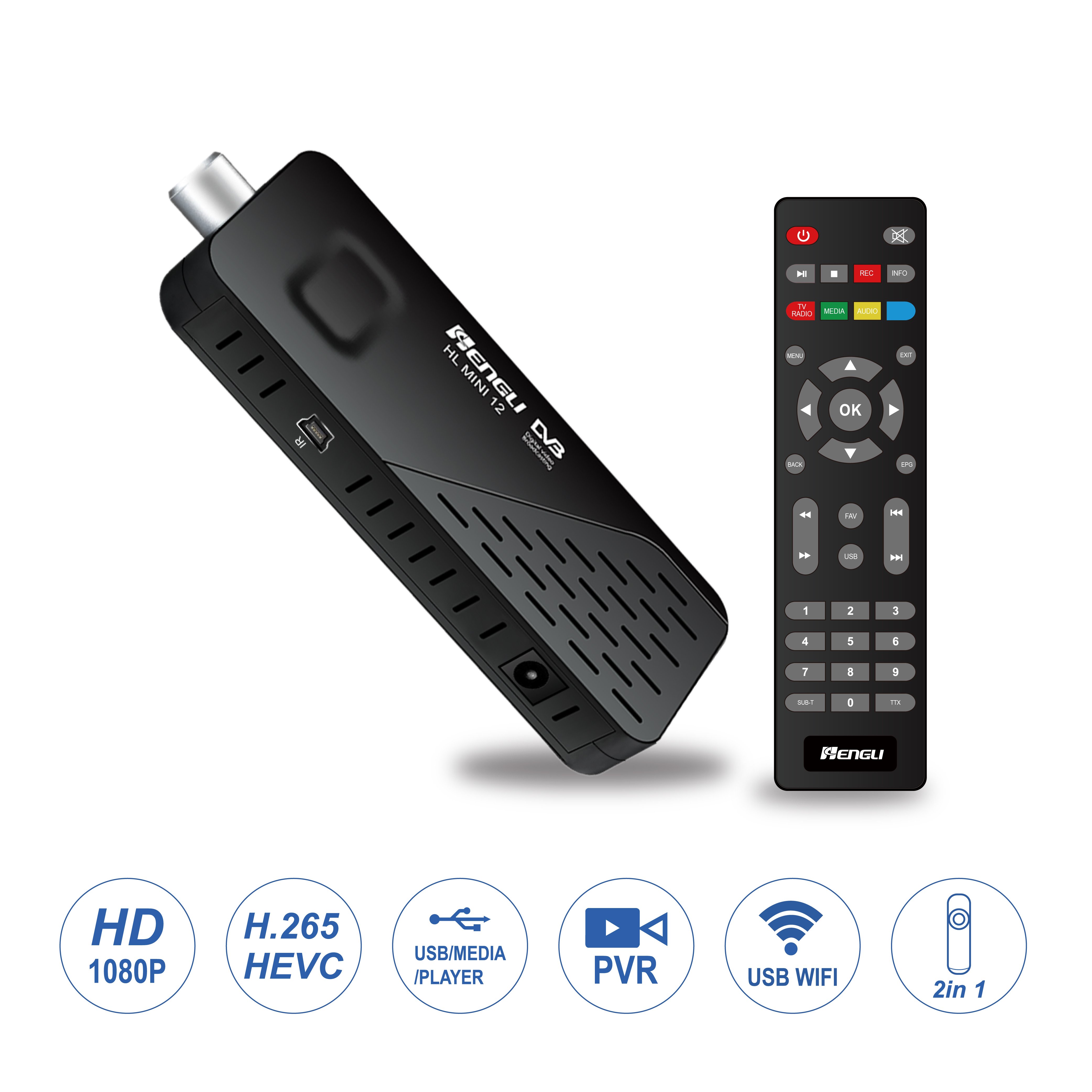 H.265 DVB-T2 Set-top box Terrestrial Digital TV receiver T2 Dongle for European Market