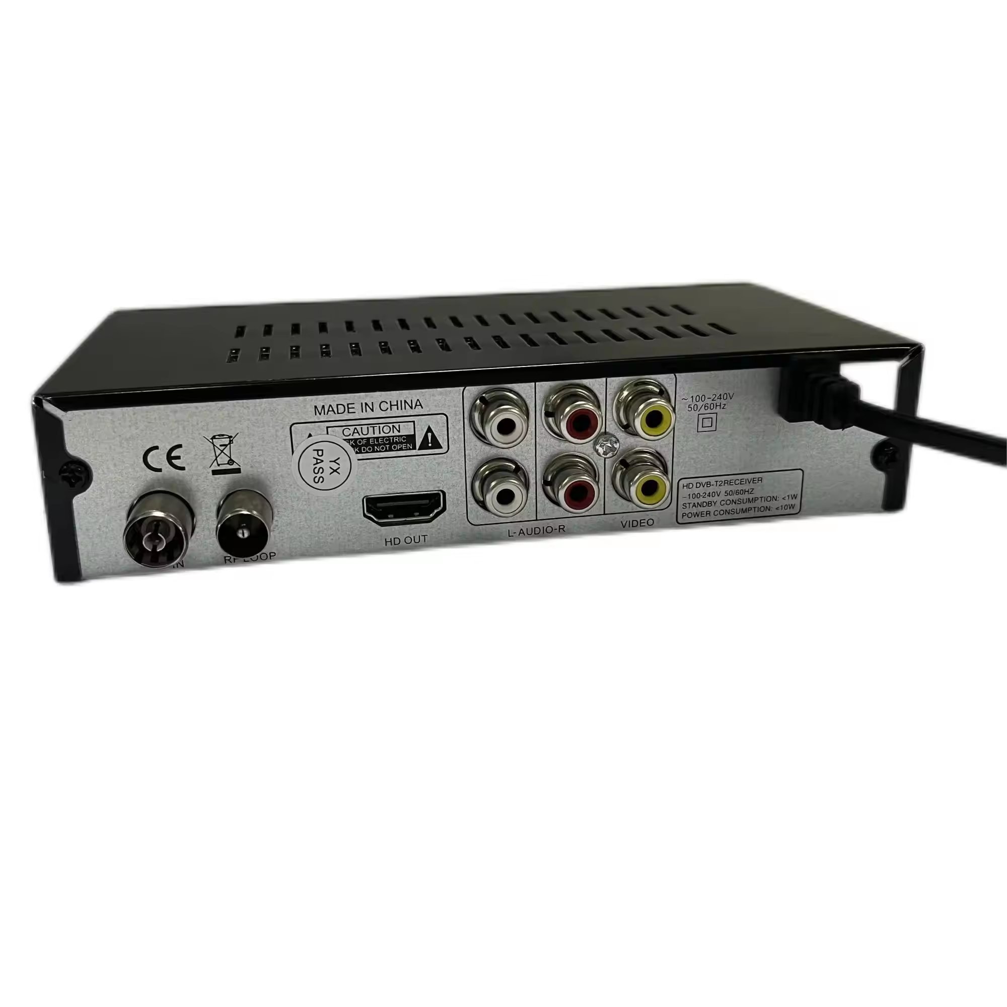 Production factory DVB-T2 TV box. Full HD IPTV receiver and decoder. Smart multifunctional set-top box supporting YouTube