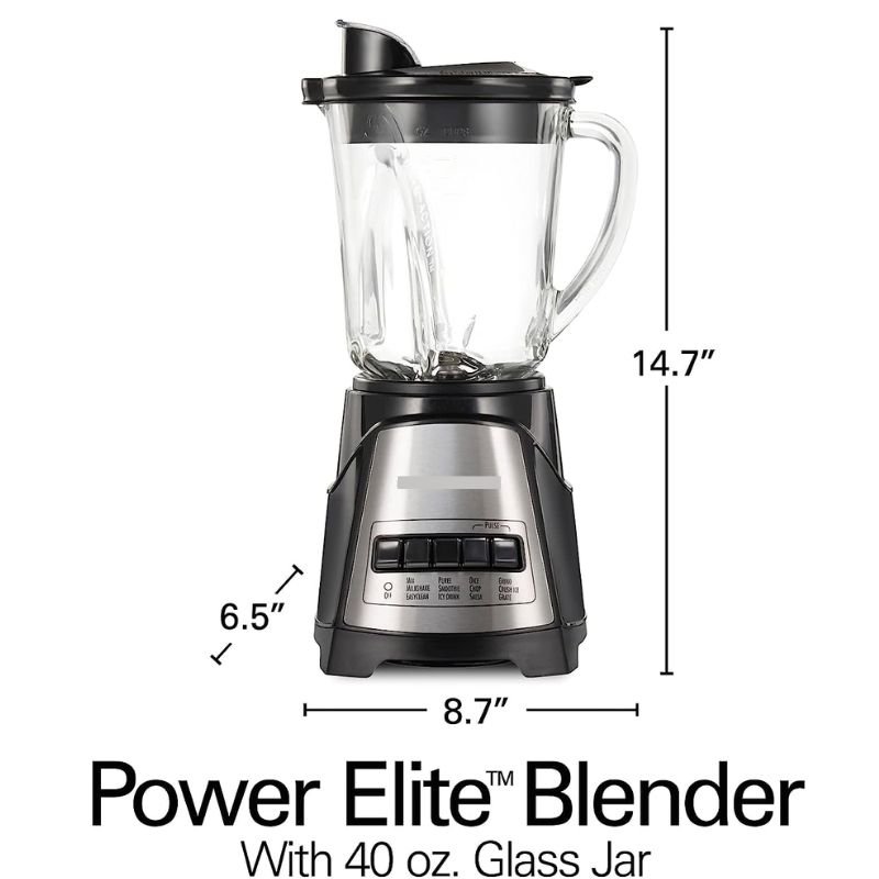 Power Elite Wave Action Blender: Black, 40 ounce glass jar, 12 functions, puree, crush ice, and shakes and smoothies