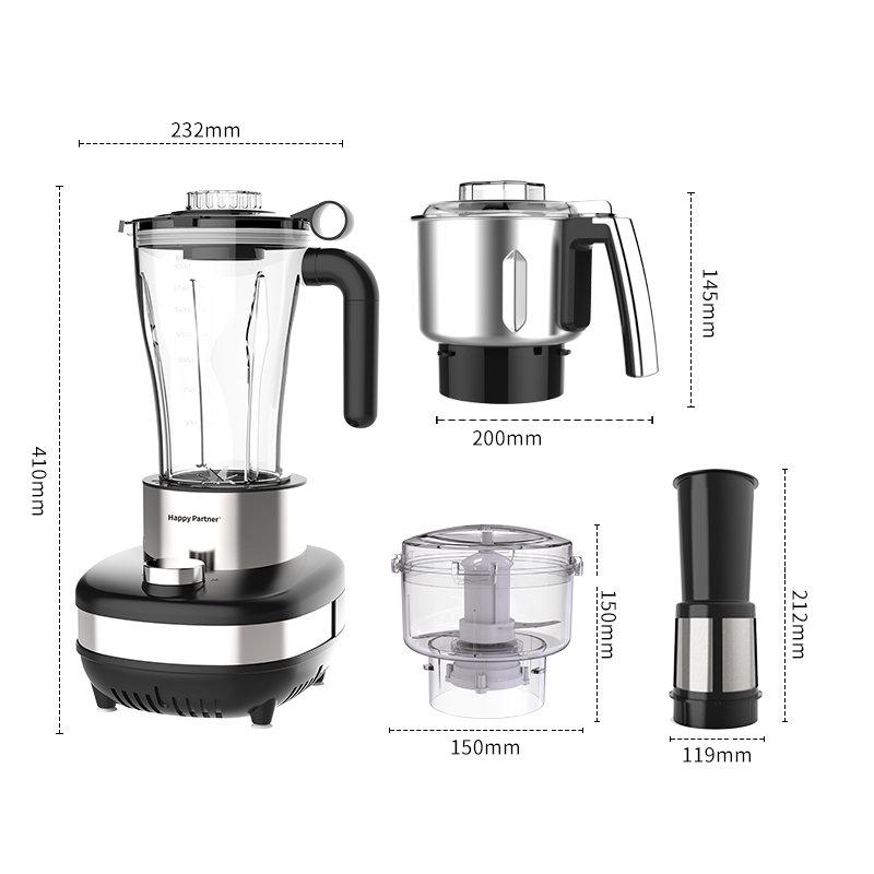 Happy Partner 4-in-1Commercial Fruit Juicer and Smoothie Blender Multi-Purpose Machine with Mashing Function