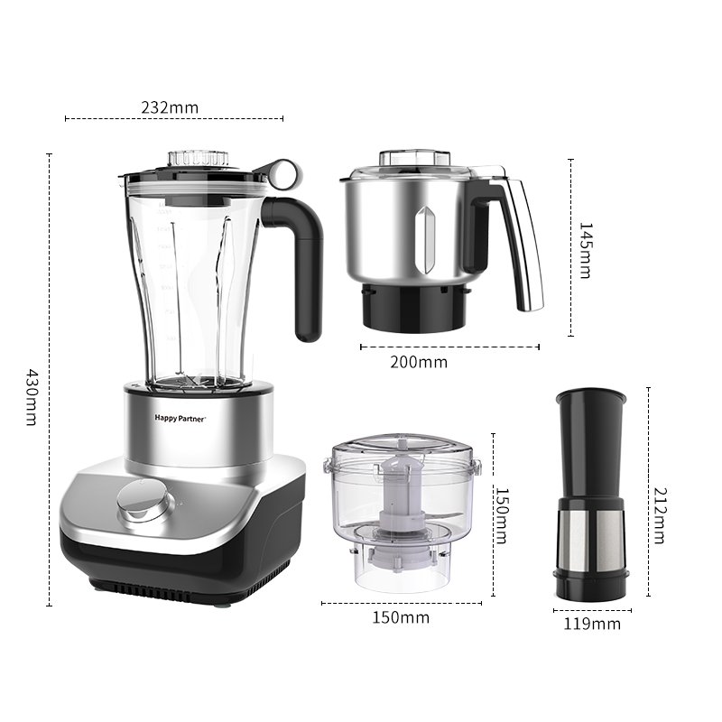 Happy Partner 4 in 1 Versatile Kitchen Companion Blender Efficient Copper Motor Button Controls Multi-Functional