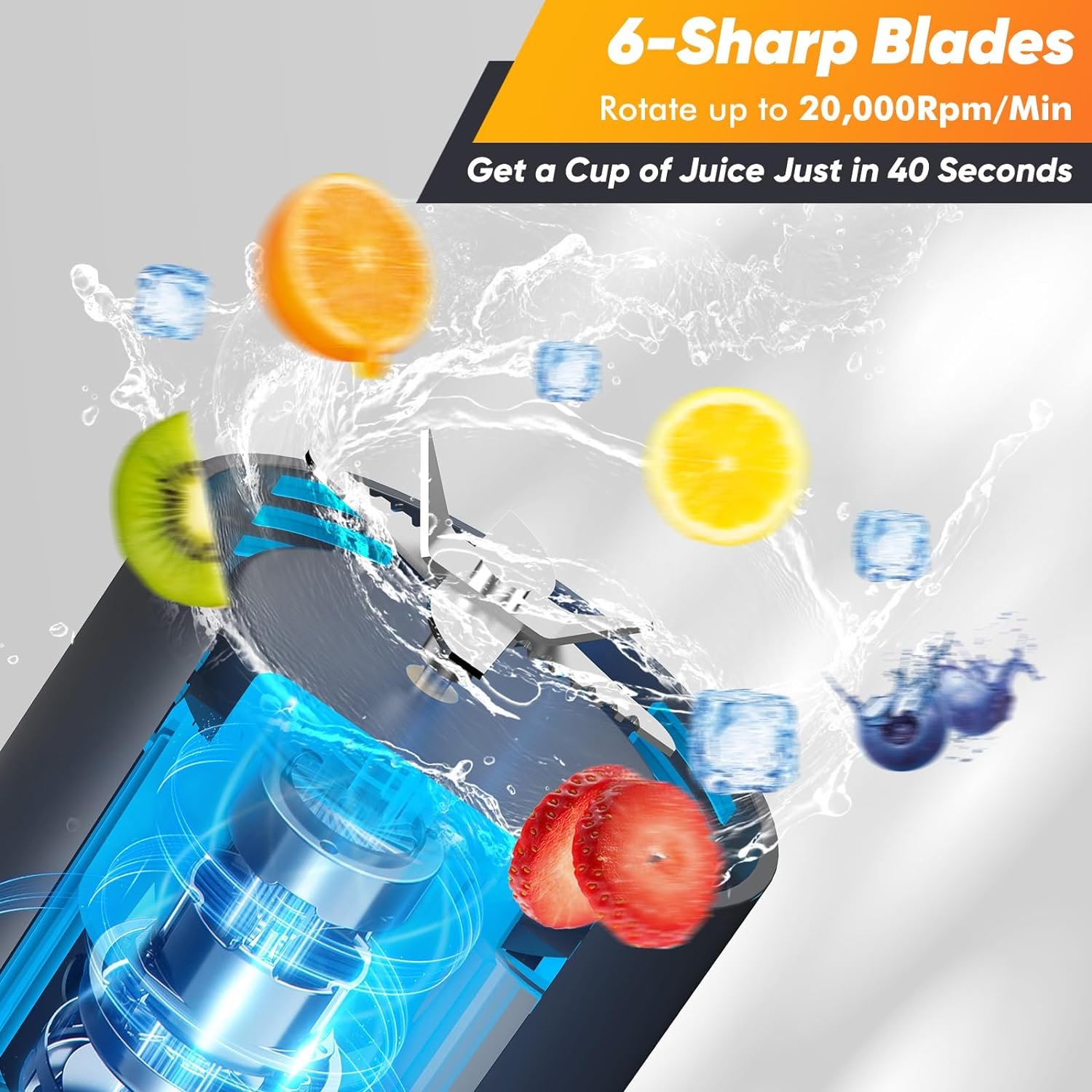 Ligkevan Fresh juice Mini Portable Blender With 6 Blade Ice For Shakes Machine Mixer Personal Juicer Bottle Portable Blender
