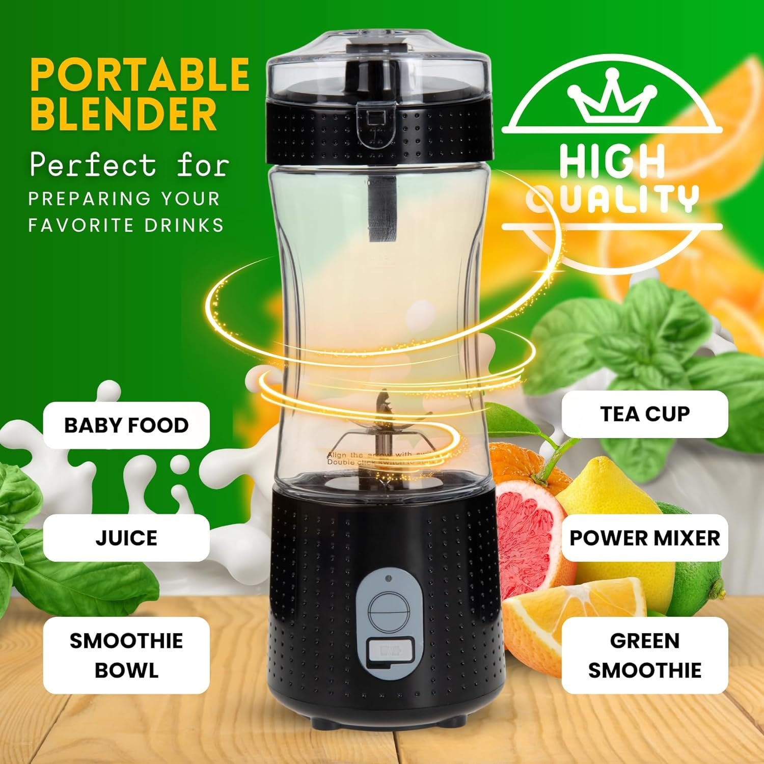 2024 Hot sale kitchen gadgets battery operated juicer blender portable A1 blender juicer 350ml With LFGB CE ROHS