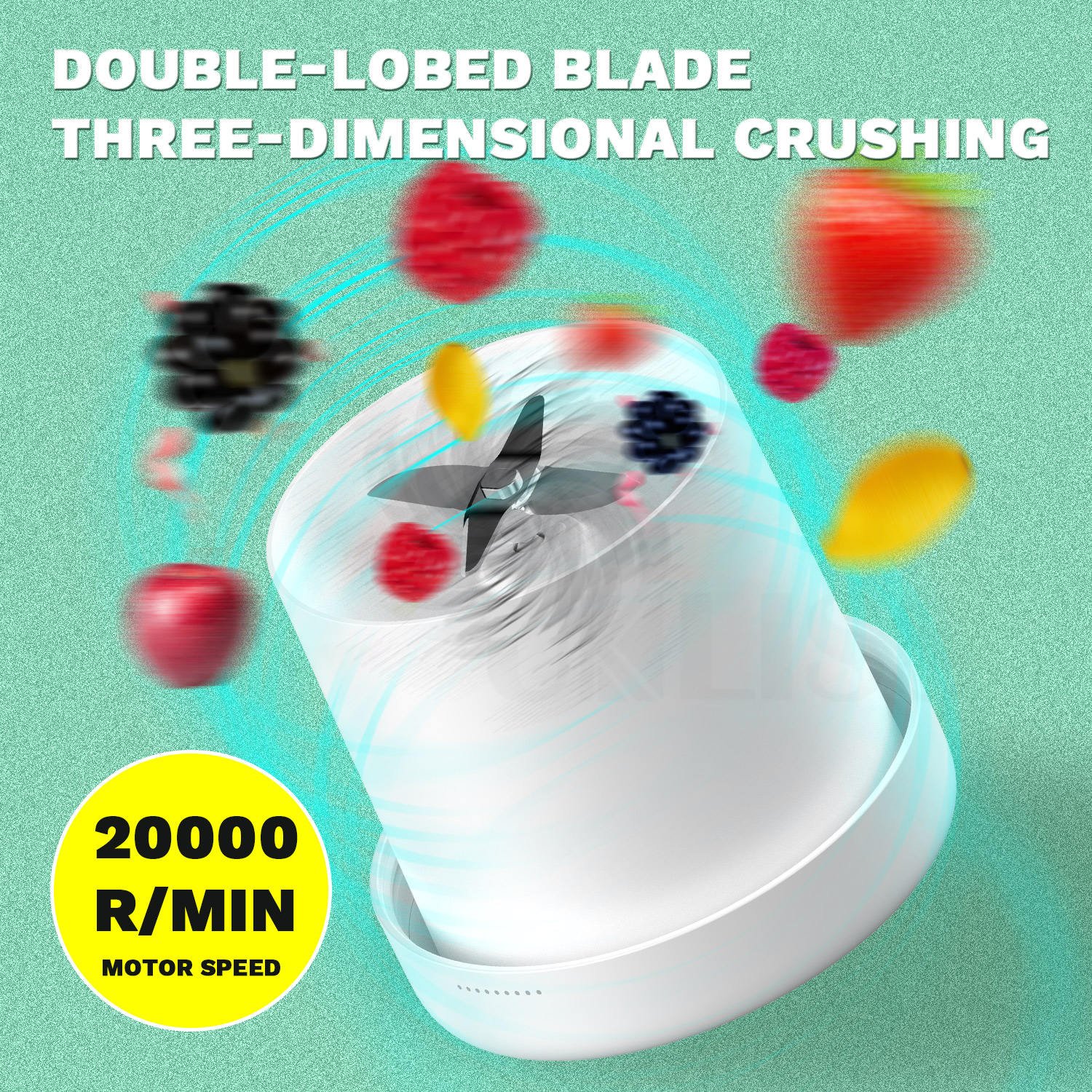 High quality Big power Rechargeable Portable Blender wireless charging pads 4 blade fresh juice portable blender Juicer