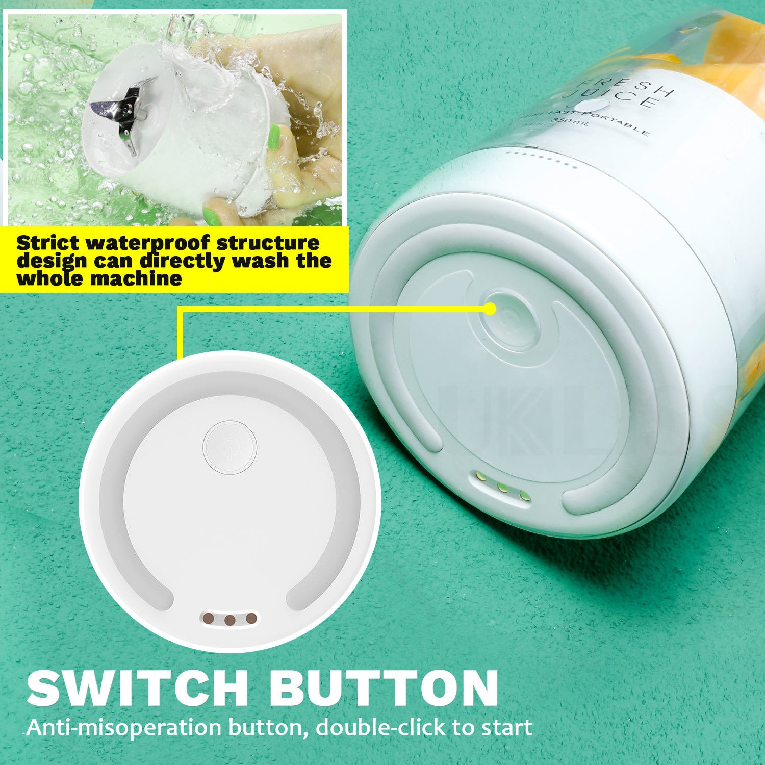 High quality Big power Rechargeable Portable Blender wireless charging pads 4 blade fresh juice portable blender Juicer