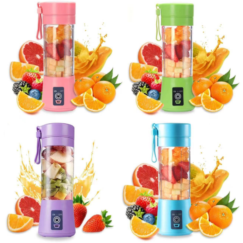 Portable Fruit Juicer 380ml Cup Ice Smoothie 6 Blade Mini Home USB Rechargeable Portable Blender