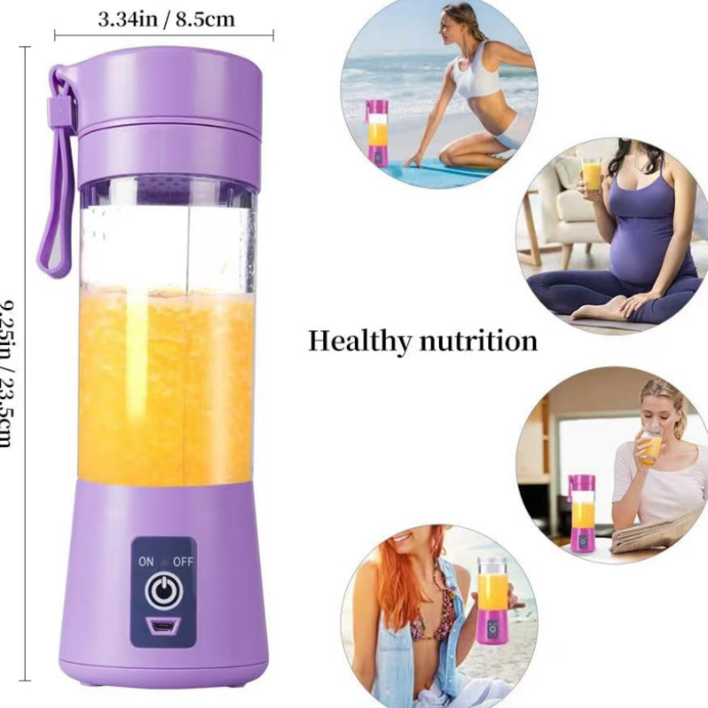 Portable Fruit Juicer 380ml Cup Ice Smoothie 6 Blade Mini Home USB Rechargeable Portable Blender