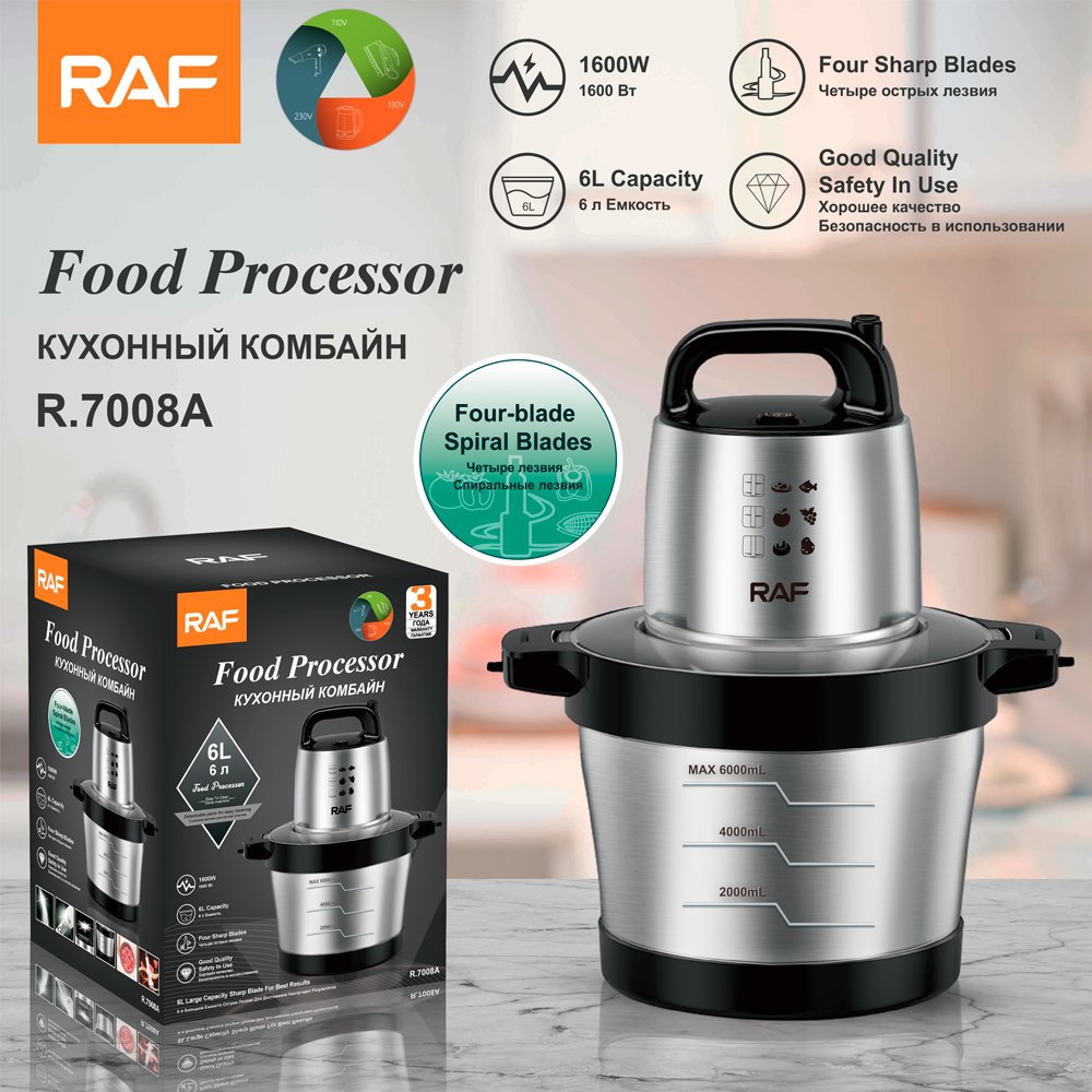 RAF Multifunctional High-quality 360 Degree Stainless Steel Blade Blender Kitchen Electric Meat Grinder Food Processor