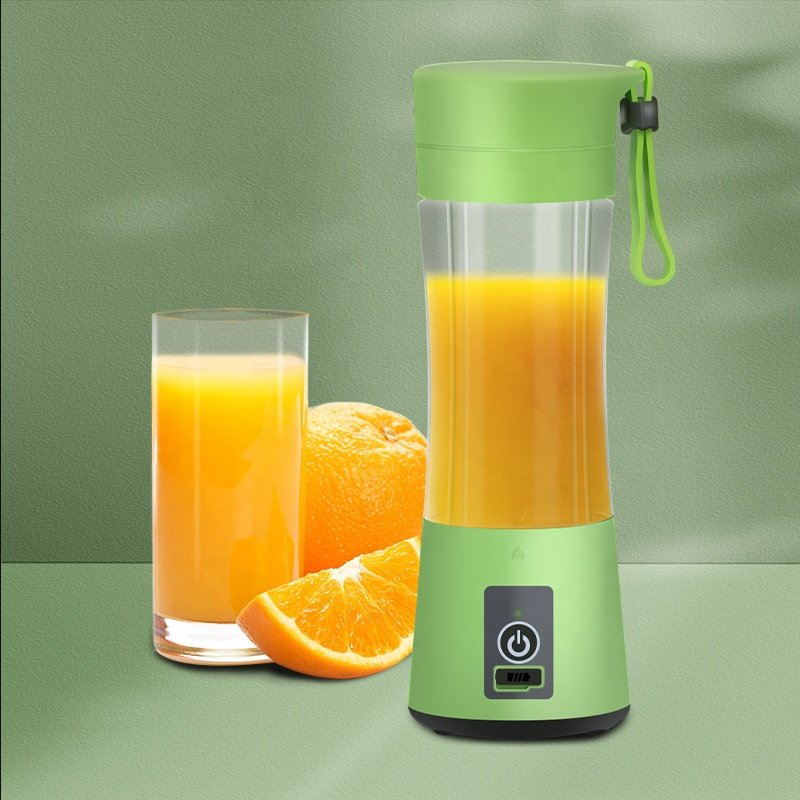 HSUEL Portable Mini Travel Blender 6-Blade Personal Fruit Juicer USB Battery Power Stainless Steel Household Car Outdoor Use