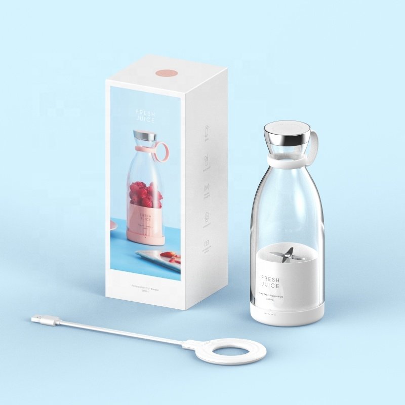 White color USB portable blender rechargeable wireless mini juicer bottle 7.4V cup personal blender mixer travel bottle