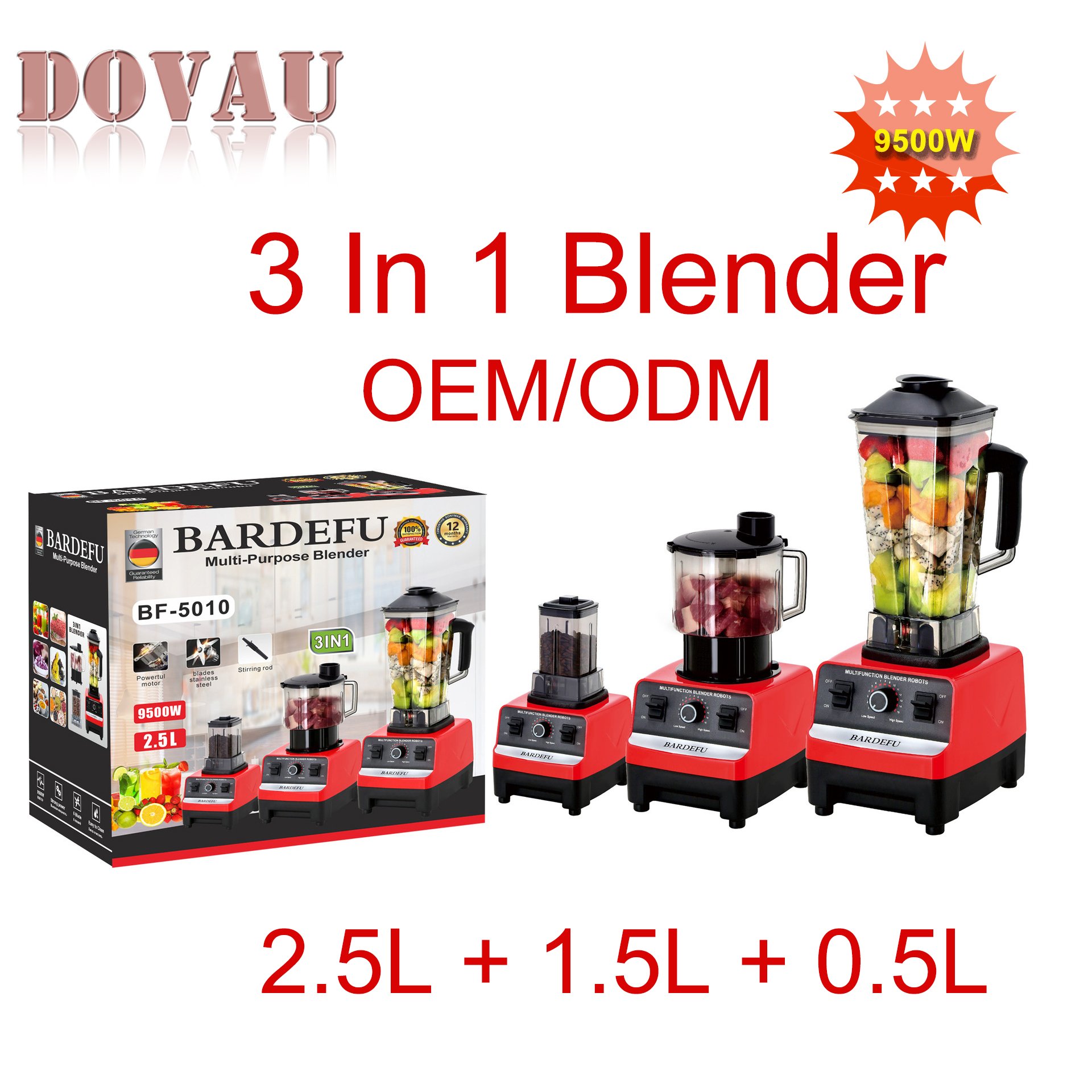 Multifunctional Portable 9500W 2.5L Blender Machine 3 In 1 With 8 Blades Household Mixer Ice Juicer