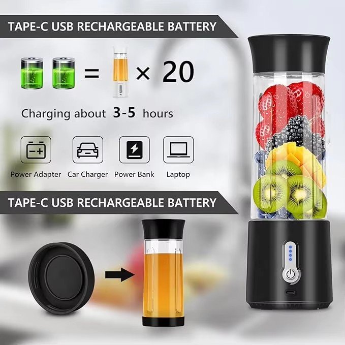 BPA Free Material Shaker Travel Sport Handheld Food Mixer Kitchen Appliance Outdoor Mini usb Juicer Bottle Blender Electric