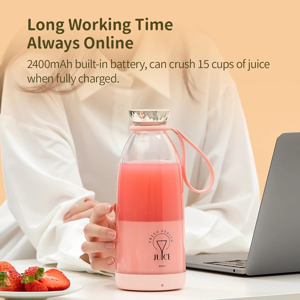 500ml 6 Blades Fresh Fruit Juicer Blender Portable Electric Personal Blenders Smoothie Juicers Bottle