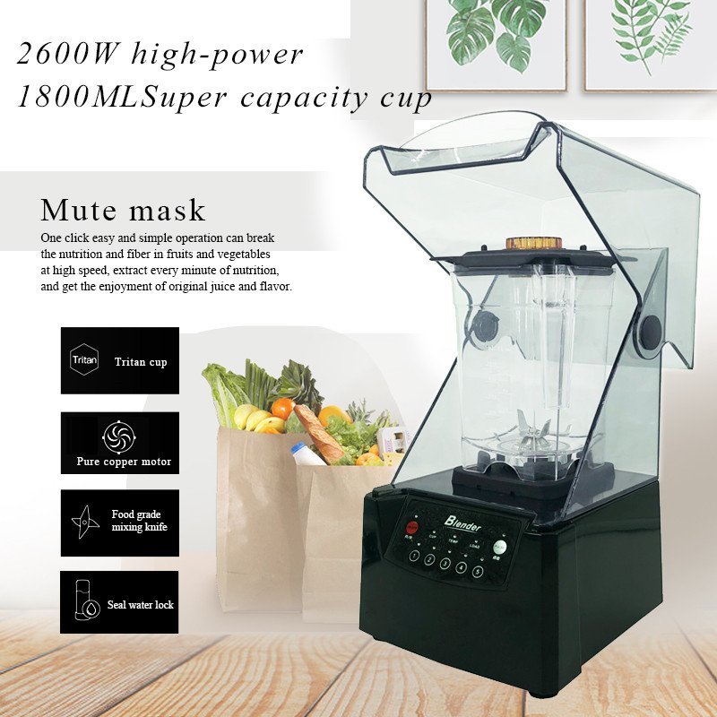 PreAsion 110V/220V Ice Cream Blender Maker Mixer Stir Machine Auto Swirl Ice Juice Blender with Sound Cover Low Noise