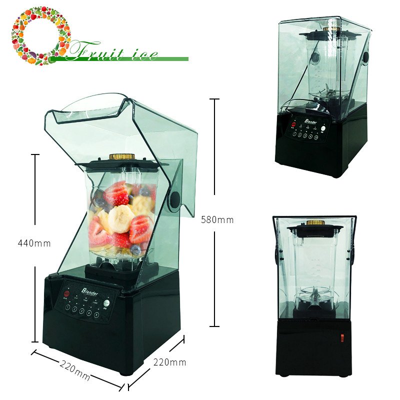PreAsion 110V/220V Ice Cream Blender Maker Mixer Stir Machine Auto Swirl Ice Juice Blender with Sound Cover Low Noise