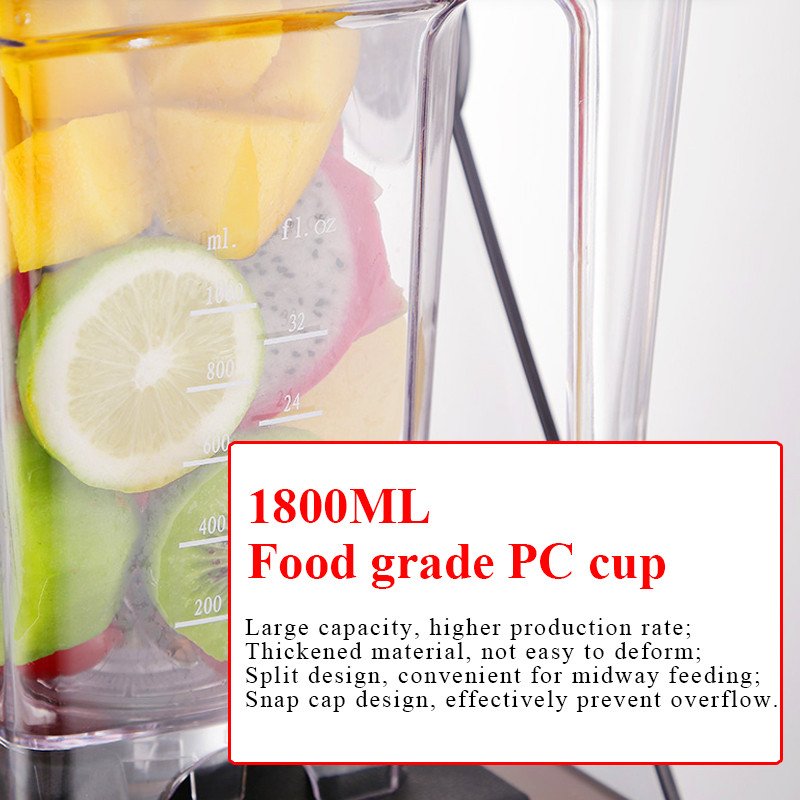 PreAsion 110V/220V Ice Cream Blender Maker Mixer Stir Machine Auto Swirl Ice Juice Blender with Sound Cover Low Noise