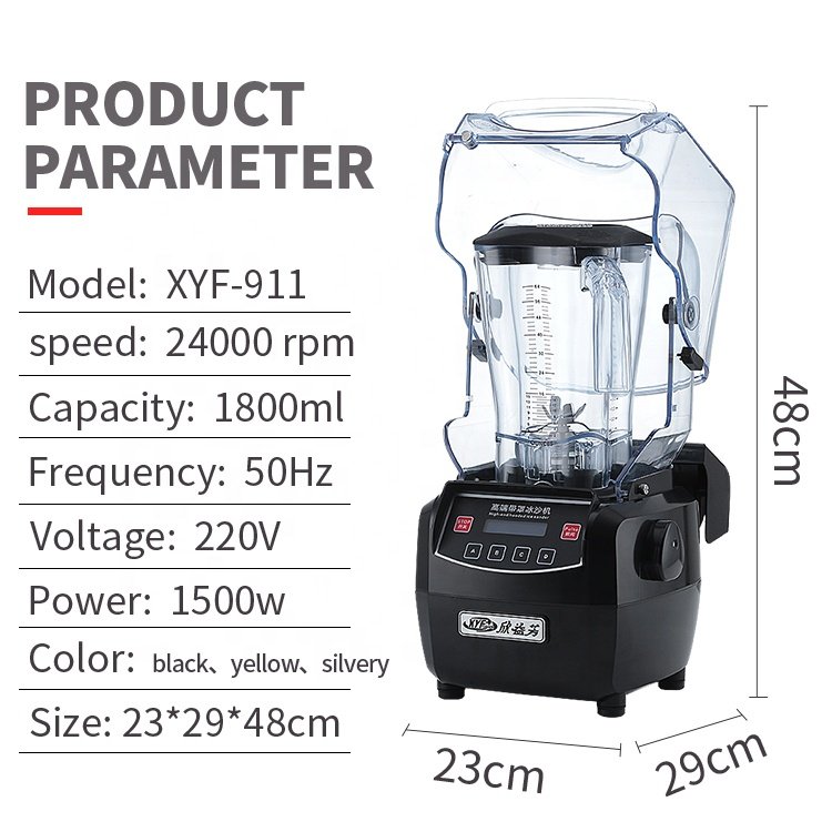 1500W Low noisy food blender heavy duty fruit blender 1.8L big jar commercial blender for coffee shop