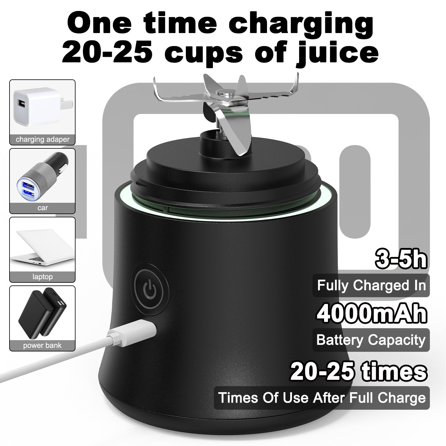 600Ml Portable Blender Wireless Charger Usb Mini Juicer Cup Portable Juicer Blender