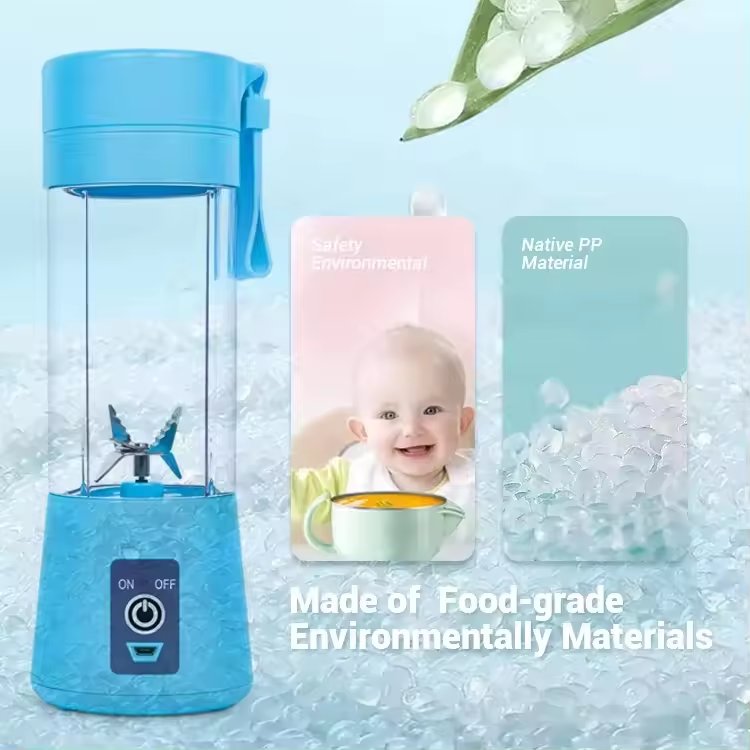 Waterproof High Speed Mixer Portable Fruit Juicer Ice 6 Blade Mini Home USB Rechargeable Portable Blender for Shakes Smoothies