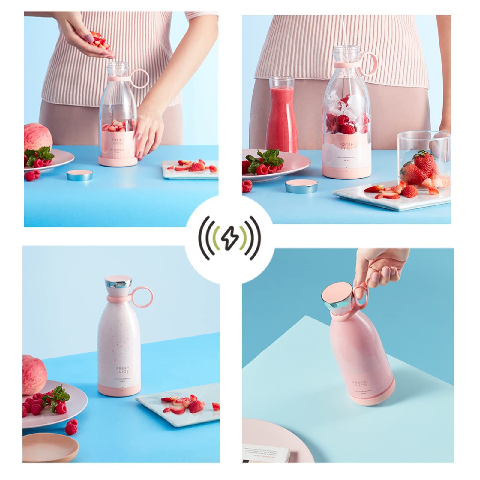 350ml Portable Juicer USB Rechargeable Wireless Blender Machine Mixer Mini Maker Fast Food Processor Mobile Mixer