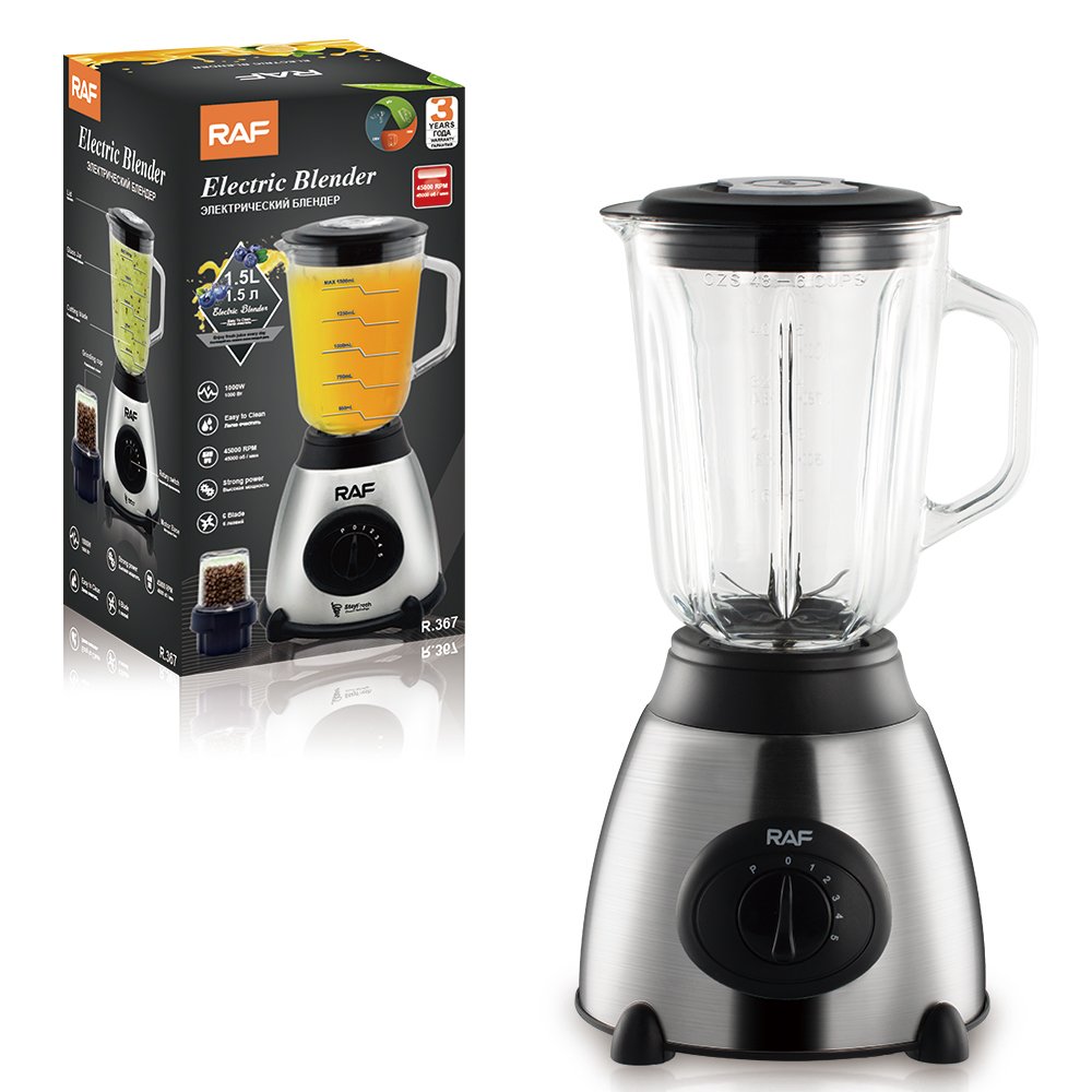 RAF 1000W Hot Sale Home Glasses Blender Glass Fresh Juicer Smoothie Blender With Glass Double Jar