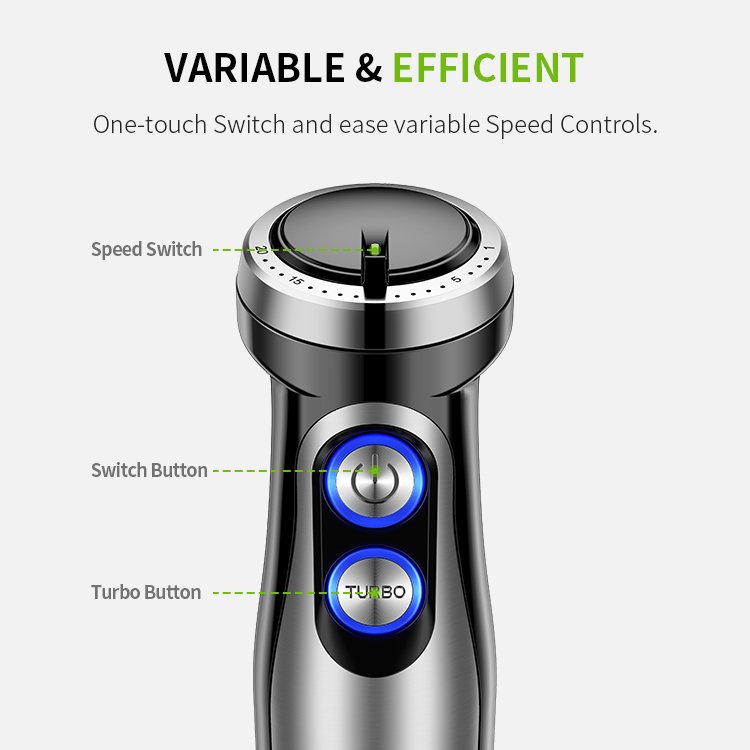 Multifunction Immersion Hand blender Powerful Stainless Steel Stick Blender 4 Sharpe Blade Whisk Smoothie Handheld Stick Blender