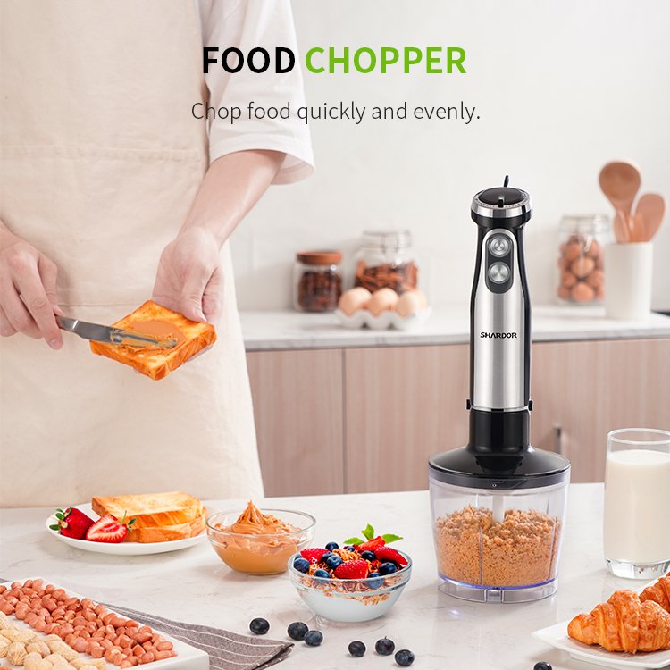 Multifunction Immersion Hand blender Powerful Stainless Steel Stick Blender 4 Sharpe Blade Whisk Smoothie Handheld Stick Blender