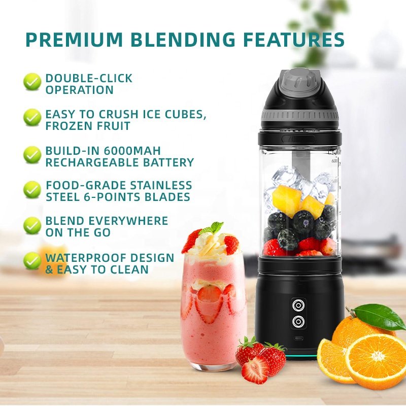 Personal Rechargeable Battery 7.4V Portable Blender Automatic Handheld Usb Fruit Smoothie Six Blade Juicer Cup Baby Food Blender