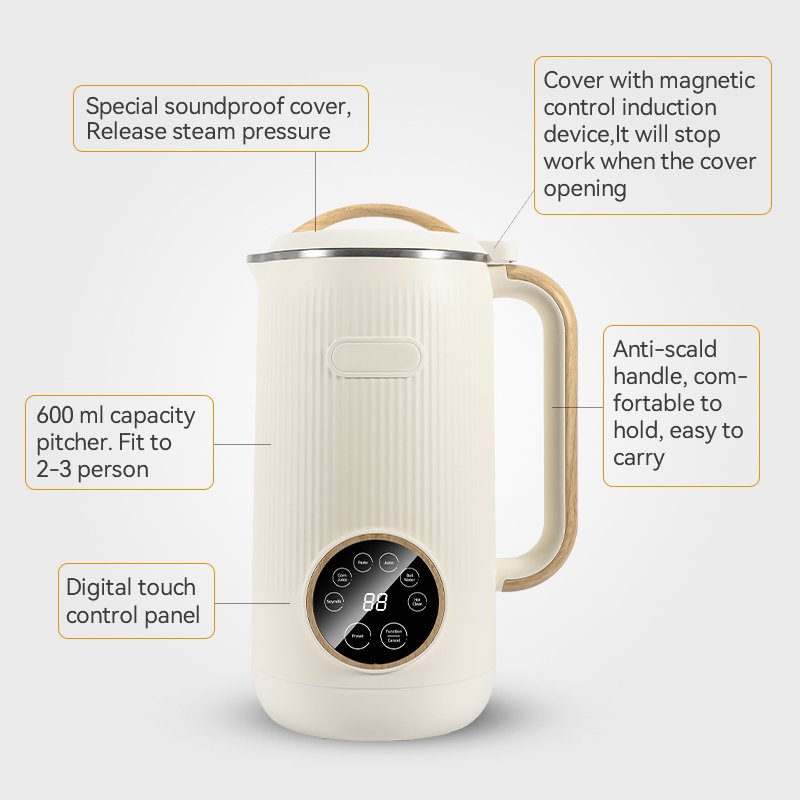600ML Mini soup cooker heating blender Soybean machine soymilk plant based vagan nut milk maker automatic soy Milk Maker