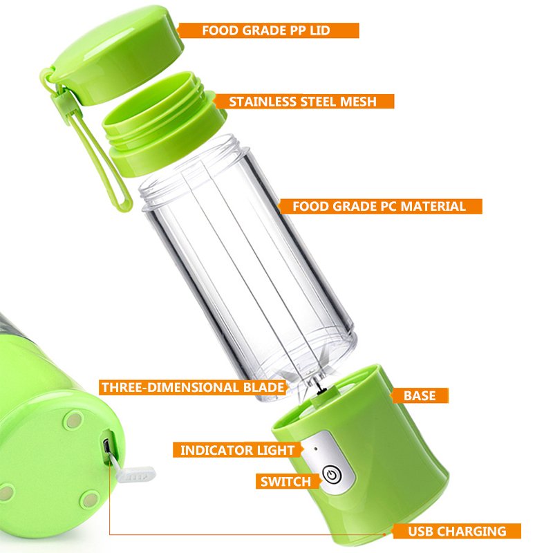 High Quality Customized Logo Acceptable Rechargeable Fruit Juice Extractor Home Electric Portable Usb Mini Juicer Blender